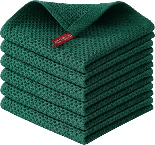 Miniatura 28 de Kitinjoy - Paños de cocina de 100 % algodón, tela de tejido gofrado, paño de limpieza ultrasuave, absorbente y de secado rápido. Gris Oscuro