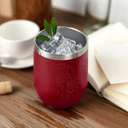 Miniatura 6 de MEWAY Paquete de 4 vasos de vino de 12 onzas con tapa, sin tallo, de doble pared, al vacío, de acero inoxidable, para viajes, mantiene el frío