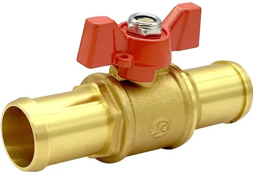 Miniatura 3 de Válvula de cierre de latón Válvula de bola de lengüeta de manguera de 1 pulgada Interruptor rojo con abrazaderas para agua, combustible y aire