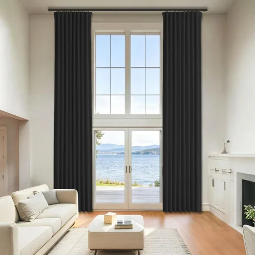 Miniatura 24 de Cortinas opacas de terciopelo beige para dormitorio de 52 x 72 pulgadas de largo, juego de 2 paneles - Cortinas con bloqueo de luz UV y reducción