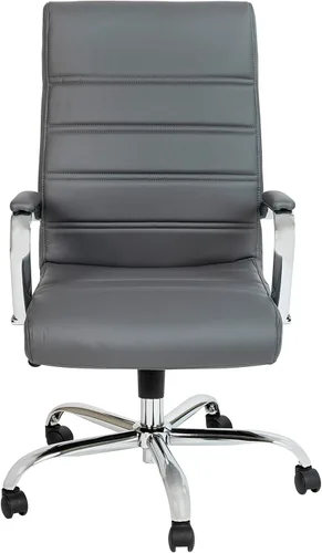 Miniatura 7 de Flash Furniture - Silla giratoria Whitney de oficina con respaldo alto de LeatherSoft, con asiento acolchado y reposabrazos, silla de oficina Gris