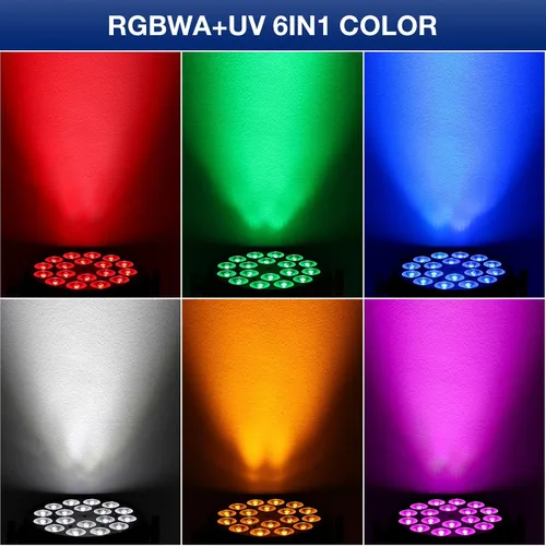 Miniatura 3 de Luz LED para escenario, 18 x 10 W, RGBWA+UV 6 en 1, efecto de lavado/estroboscópico con carcasa de aleación de aluminio por DMX Control Uplighting