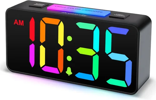 Miniatura 8 de DreamSky - Reloj despertador digital pequeño para dormitorio, pantalla de números grandes con atenuador de brillo, reloj de mesa eléctrico con Caja