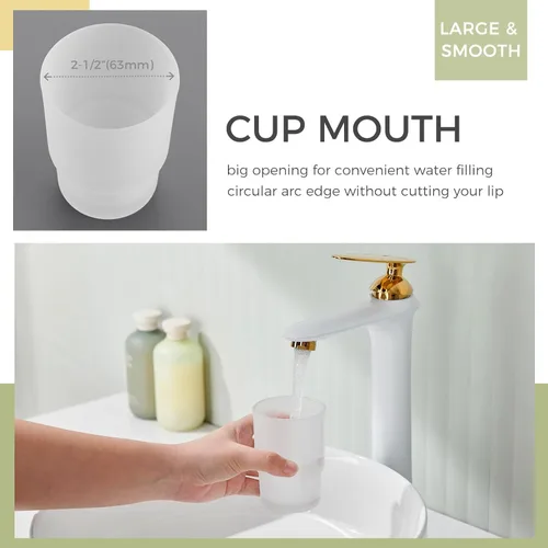 Miniatura 3 de Vaso de vidrio, vaso de enjuague de baño esmerilado, vaso de repuesto para soporte de cepillo de dientes Aomasi Blanco esmerilado