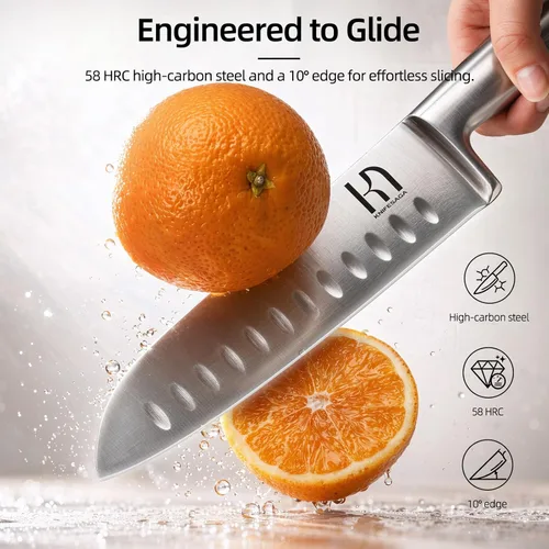 Miniatura 8 de KnifeSaga Juego de bloque de cuchillos de cocina, 12 piezas con afilador Juego de cuchillos de acero inoxidable de alto carbono japonés
