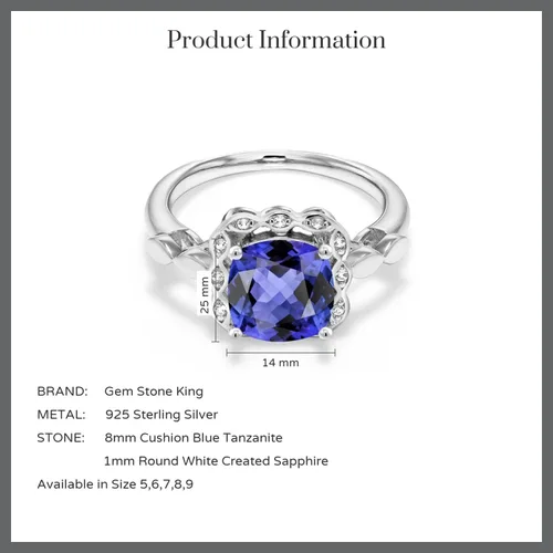 Miniatura 136 de Gem Stone King Anillo de compromiso de plata de ley 925 de 0.315 in con piedra natal y zafiro blanco creado Anillo de compromiso de boda