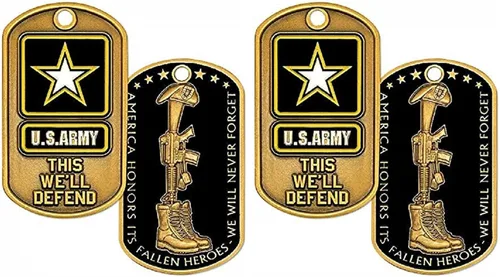Placa de identificación de héroes caídos del ejército estadounidense con cadena