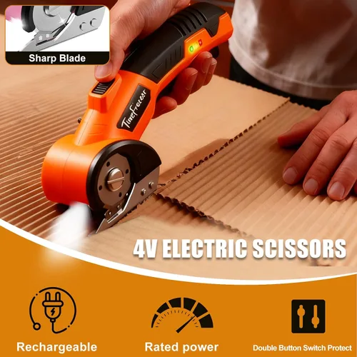 Miniatura 4 de Cortador de cartón eléctrico – ancho 1.3 pulgadas, longitud 9.06 pulgadas – Tijeras de cartón recargables adecuadas para parper, caja, cuero, tela
