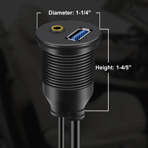 Miniatura 5 de Cable USB 3.0 y 0.138 in para montaje en coche, 3 pies
