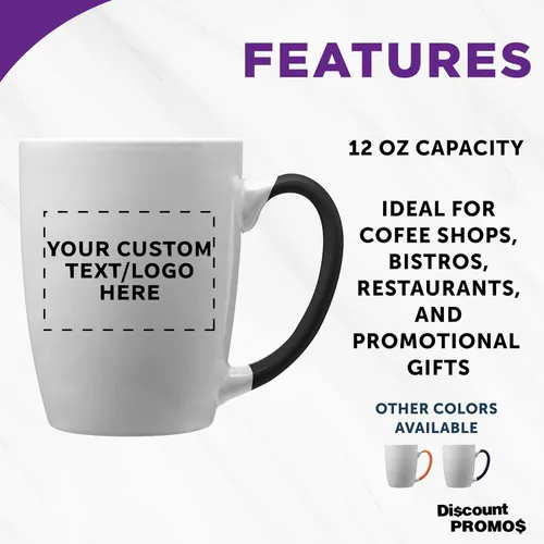 Miniatura 2 de DISCOUNT PROMOS Tazas de café personalizadas Java de dos tonos, 12 onzas, juego de 10/50/100 unidades personalizadas a granel para café, té