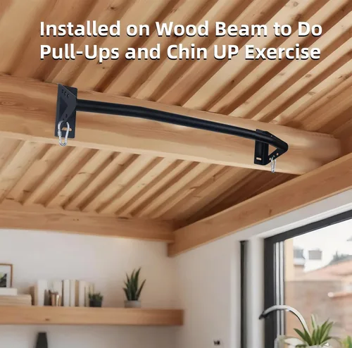 Miniatura 8 de Wall Mounted Pull Up Bar Doorway, Heavy Duty Strength Training Pull-Up & Chin Up Bars for Doorframe, Support Beam or Joist Mount Thick Metal Sturdy