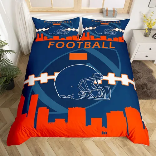 Miniatura 9 de Erosebridal Funda de edredón de fútbol tamaño individual, juego de ropa de cama de fútbol para niños, niños y niñas, funda de edredón con 1 funda