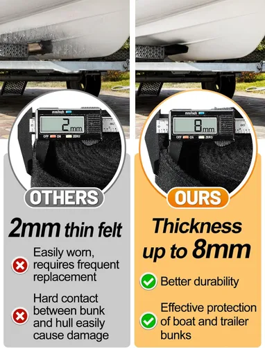 Miniatura 2 de PAMASE Boat Trailer Bunk Carpet - Ultra Thick Wear-Resistant Marine Carpeting Covers for Boat Lift Bunks, Shock Absorption Padding Mats Parts