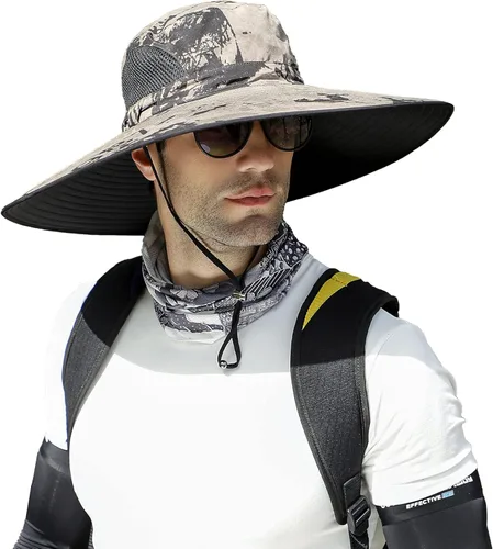 Miniatura 7 de Leotruny Sombreros de ala ancha para hombre UPF50+ sombrero impermeable transpirable para pesca, senderismo, camping