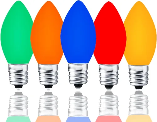 Miniatura 9 de Paquete de 25 bombillas LED C7 de repuesto - Bombillas blancas cálidas atenuables para luces de Navidad de cadena interior y exterior, bombillas LED