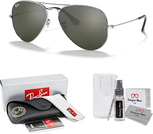 Miniatura 60 de Ray-Ban RB3025 - Lentes de sol de aviador de metal para hombre y mujer + paquete con kit de cuidado de gafas iWear de diseñador