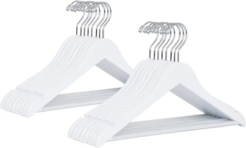 Miniatura 7 de Amber Home Paquete de 20 perchas de madera natural de 15 pulgadas para mujeres, adolescentes, perchas para camisas, chaquetas, perchas de madera