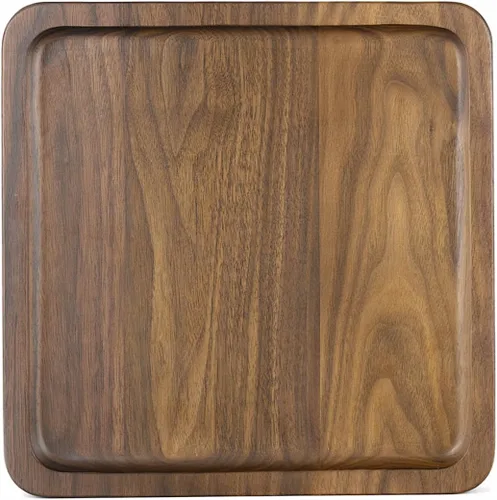 Miniatura 3 de Winterworm Bandeja de madera rústica de nogal macizo, bandeja cuadrada rectangular para té, bandeja de café (cuadrada pequeña (6.3 x 6.3 pulgadas)
