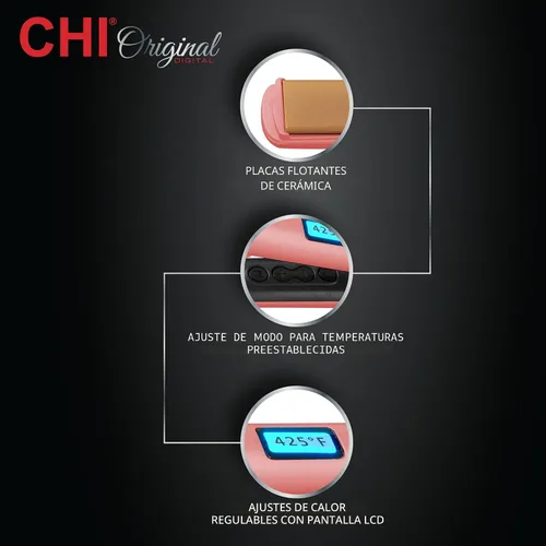 Miniatura 2 de CHI Plancha de pelo original, placas flotantes de cerámica para un acabado suave, herramienta de peinado de calentamiento rápido, interruptor