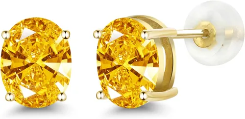 Miniatura 198 de Gem Stone King Aretes de oro de 14 quilates con piedra natal ovalada de 0.315 x 0.236 in Aretes de oro para mujer