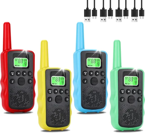 Walkie Talkies de largo alcance para adultos, radios bidireccionales recargables de mano con 22 canales FRS, walkie talkies para niños con linterna