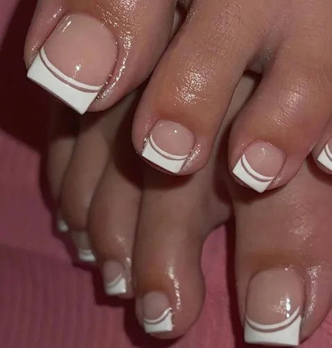Miniatura 8 de Anyos - Uñas postizas a presión para mujer, uñas postizas cortas de punta francesa, uñas cuadradas sólidas, 24 piezas de pegamento en los dedos