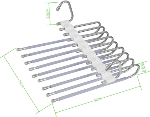 Miniatura 2 de Paquete de 2 perchas plegables de 9 capas para pantalones que ahorran espacio, percha multifuncional para pantalones, percha con agujero para colgar