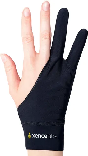 Miniatura 2 de XENCELABS Guante de dibujo, transpirable, para tableta de dibujo, dos dedos para mano izquierda y derecha, color negro, talla M