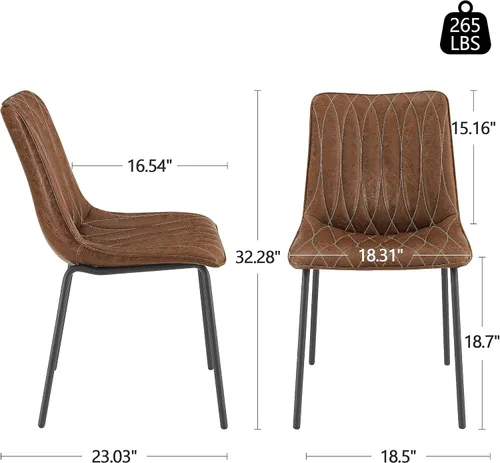 Miniatura 2 de Art Leon Sillas de comedor, juego de 2, sillas tapizadas de piel sintética para cocina, comedor, sillas laterales modernas sin brazos con patas