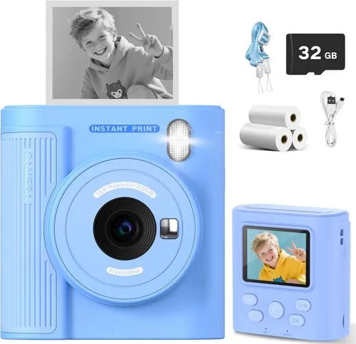 Miniatura 11 de Zicor Cámara de impresión instantánea para niños, video digital HD y cámara de impresión instantánea para niños, divertidos regalos de cumpleaños