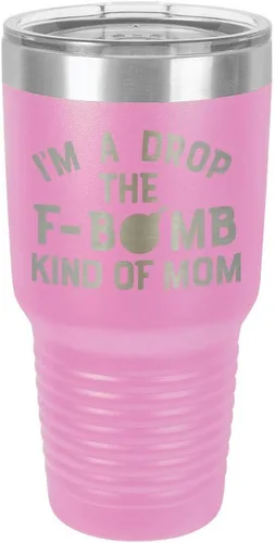 Miniatura 11 de I'M A DROP THE F BOMB KIND OF MOM Vaso negro de 30 onzas con popote y tapa superior deslizante Taza de viaje de acero inoxidable Comparar