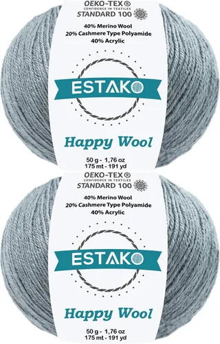 Miniatura 14 de Estako Happy Wool (paquete de 2 madejas) 40% lana merino 20% cachemira tipo poliamida 40% acrílico peso fingering hilo suave para tejer y crochet