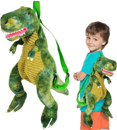 ArtCreativity Mochila T-Rex de felpa para niños, 1 unidad, bolsa de dinosaurio para niños con correas ajustables y cremallera, accesorios de disfraz