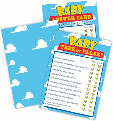 Miniatura 6 de Tarjetas de predicción y consejos para baby shower, tema de cielo y nubes, tarjetas de juego de doble cara de 5 x 7 pulgadas para regalos de fiesta