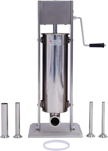 Relleno de salchichas de acero inoxidable, máquina de salchichas vertical de doble velocidad 7 libras/3 litros, relleno de carne con 4 tubos de