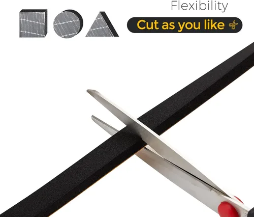 Miniatura 4 de 50 pies de burlete para puerta, tira adhesiva de cinta de espuma de alta densidad de 3/8" de ancho x 1/8" de grosor para sellado de puerta para Negro