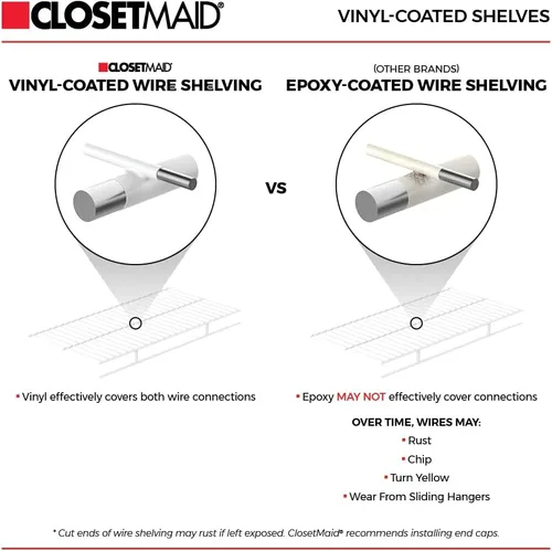 Miniatura 7 de ClosetMaid ShelfTrack - Sistema organizador de alambre para armario, ajustable de 5 a 8 pies, con estantes, barras de ropa, herrajes, acero