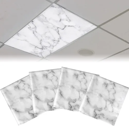Miniatura 16 de Hortsun Paquete de 4 cubiertas de luz fluorescente 4 x 2 pies, cubierta de luz magnética para techo suspendido, filtros de luz fluorescente