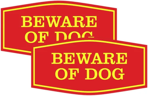 Miniatura 21 de All Quality Fancy Beware of Dog Letrero Material duradero Señales de seguridad para el hogar Fácil de instalar (negro/oro), mediano, 1 paquete