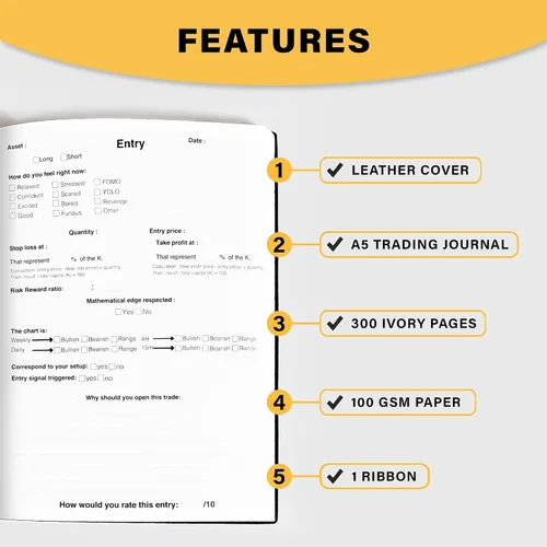 Miniatura 4 de Trading Journal: diario de negociación guiado, libro de registro de operaciones y diario de inversión. 300 páginas para rastrear patrones