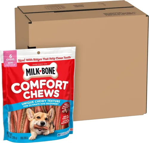 Miniatura 8 de Milk-Bone Mini Comfort Chews, golosinas para perros sin piel cruda con textura masticable única y carne de res real, 6 mini golosinas (paquete de 5)
