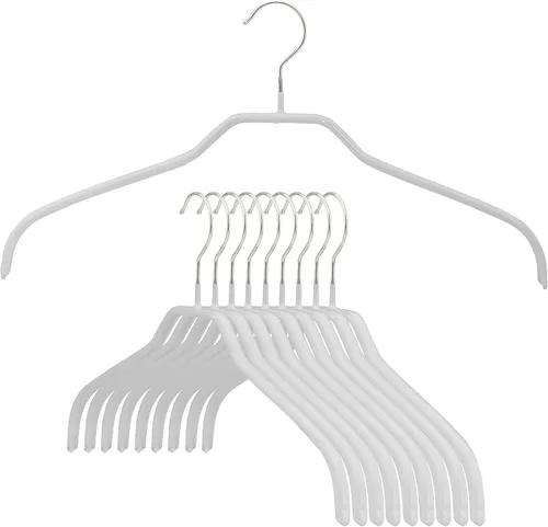 MAWA Ft Reston Lloyd Silhouette Series - Percha antideslizante que ahorra espacio para camisas y vestidos, estilo 41/F, juego de 10, color blanco