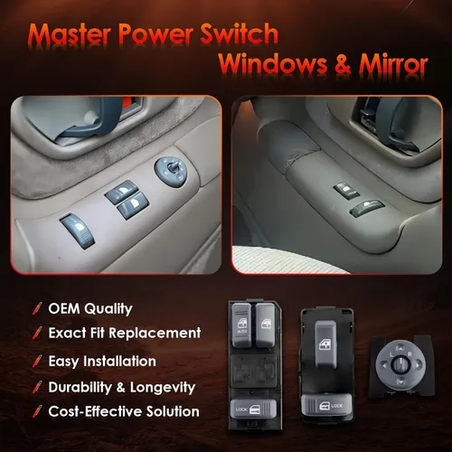 Miniatura 2 de Interruptor maestro de ventanas con control de espejo del lado del conductor y del pasajero de 2 puertas, compatible con Chevy GMC C1500 C2500 C3500