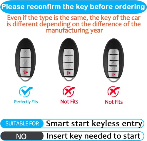 Miniatura 2 de Tukellen Compatible con llave de Nissan, funda de cuero genuino hecha a mano para Altima Pathfinder Armada Murano Maxima Rogue Infinity Smart Remote