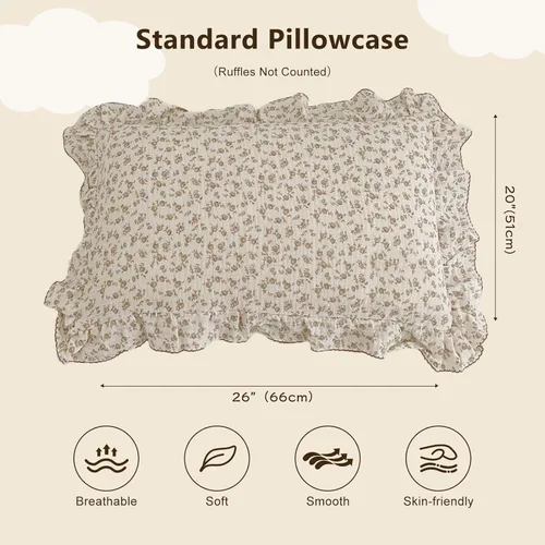 Miniatura 2 de BuLuTu Funda de almohada de muselina de algodón para niños pequeños, tamaño estándar, lindas flores de camelia, súper suave, funda de almohada