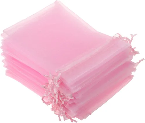 Kupoo Paquete de 50 piezas 8 x 12 pulgadas, bolsa de organza con cordón para envoltura de regalo para fiestas/juego/boda, b-bag-KU0D1, 8x12, Blanco,