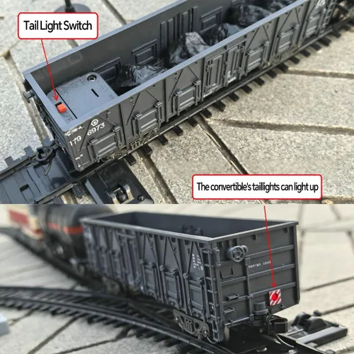 Miniatura 3 de Juego de tren eléctrico, locomotora de vapor eléctrica de aleación SS7C con vagones de pasajeros y pista larga, modelo realista con luces, sonidos