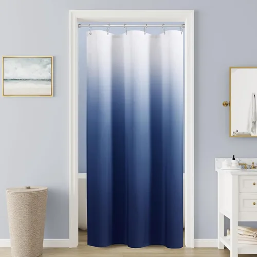 Miniatura 9 de Cortinas de ducha negras para baño, juego de cortinas de ducha de tela texturada ombre, lujo de hotel y spa con 12 ganchos, lavable a máquina