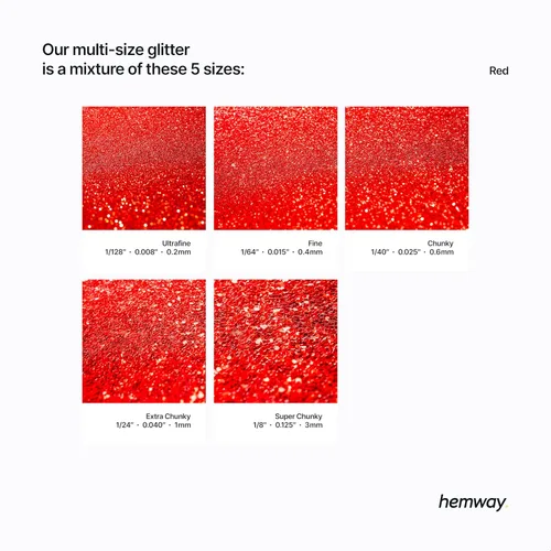 Miniatura 3 de Hemway Craft Glitter - Rojo Copos de lentejuelas metálicas de varios tamaños para manualidades de resina y epoxi Suministros para vasos