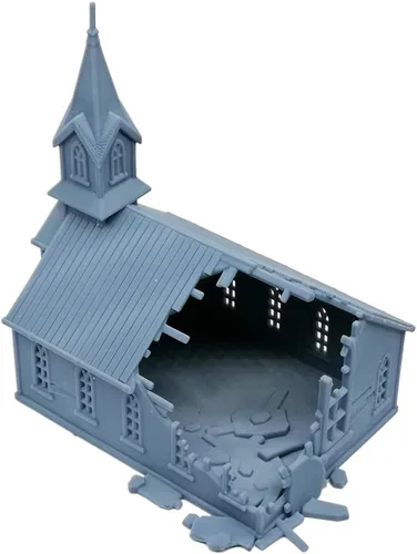 Miniatura 3 de Outland Models Estructura del paisaje ferroviario dañado Iglesia 1:160 N Escala
